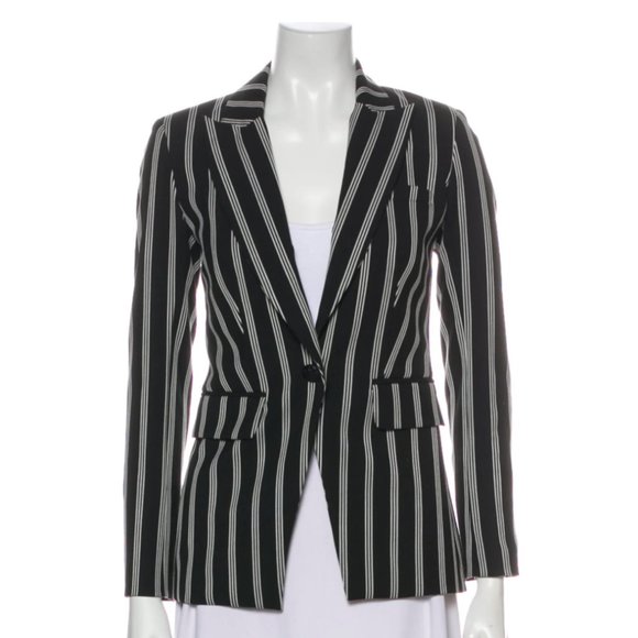 Veronica Beard Petra Striped Stripe Blogger Favorite Black White Blazer Jacket 2 - Picture 3 of 11